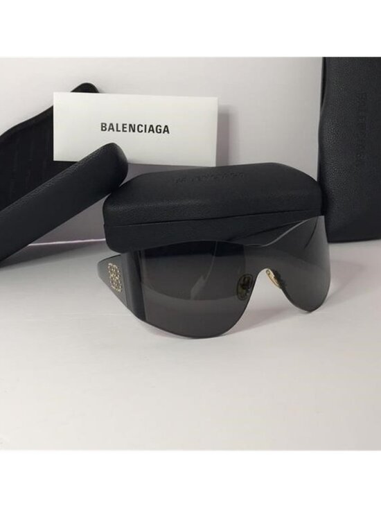New - Balenciaga BB0122s 004 Women\'s Black Mask Round Sunglasses main image 5